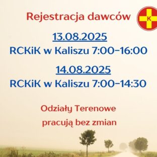 Rejestracja dawców 13.08.2025