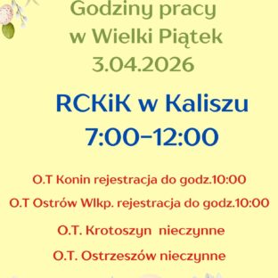 Godziny otwarcia Wielki Piątek